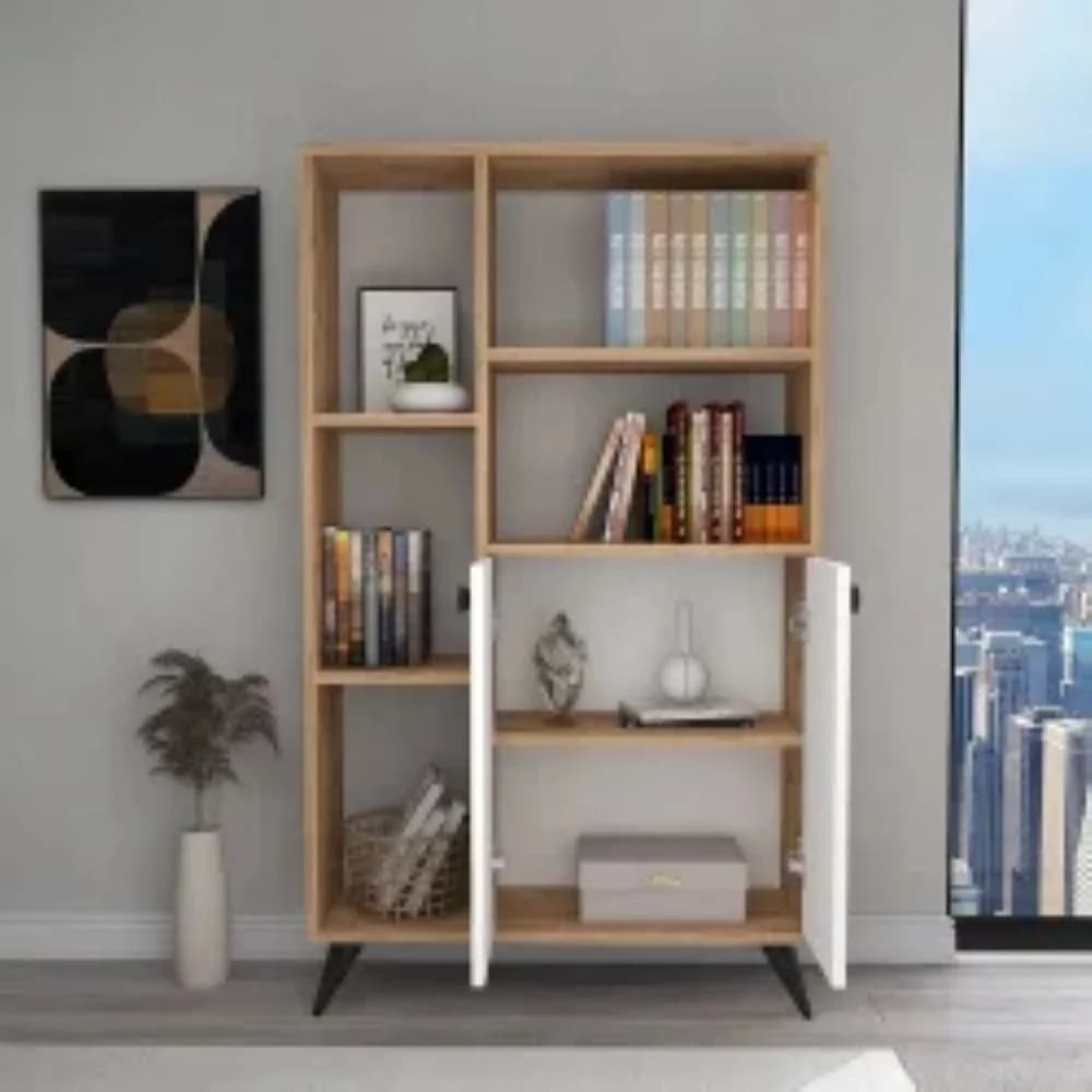 Kitablar üçün şkaf SO011, qəhvəyi, laminat, 135.6х80х25 sm — image 3