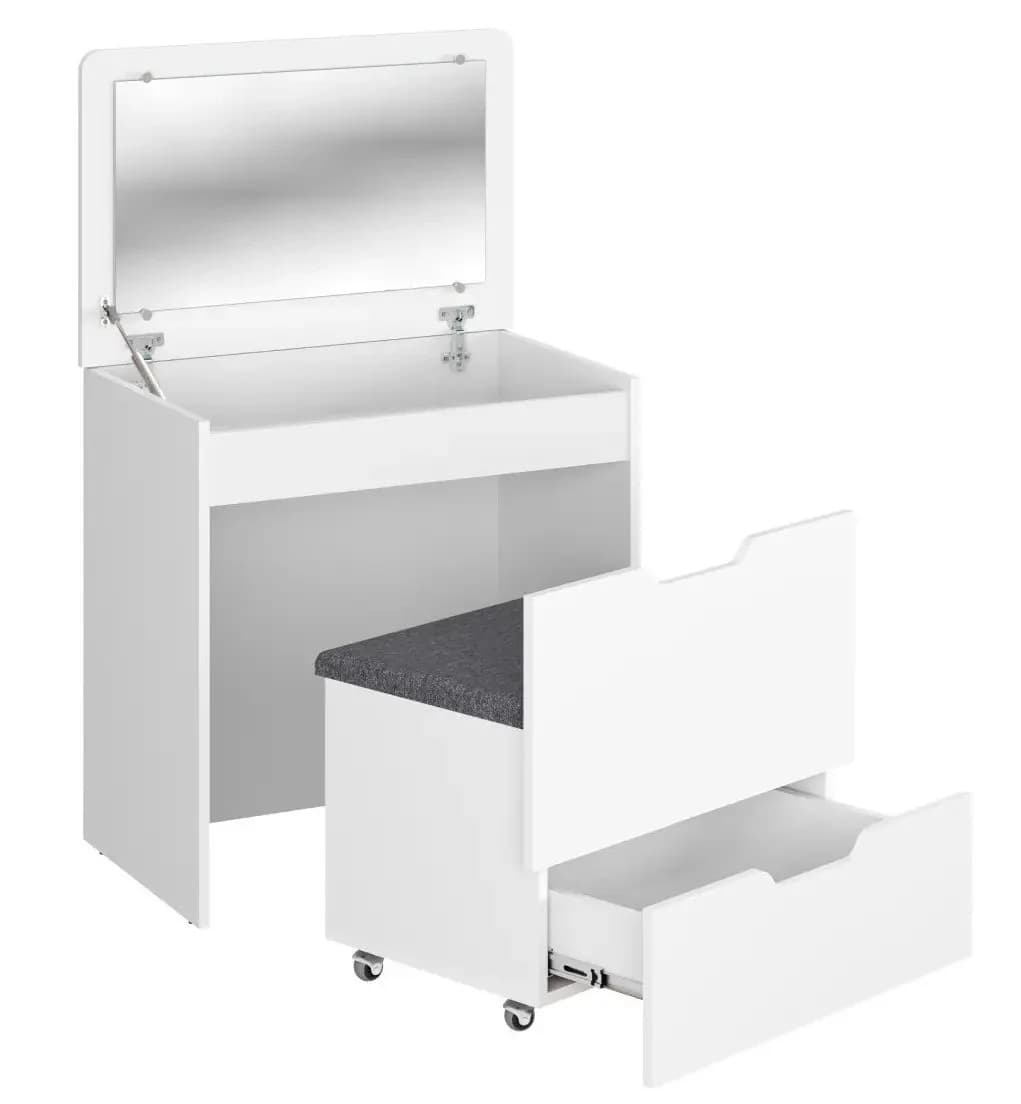 Makiyaj masası 8320, ağ, laminat, 120х47х72 sm — изображение 3