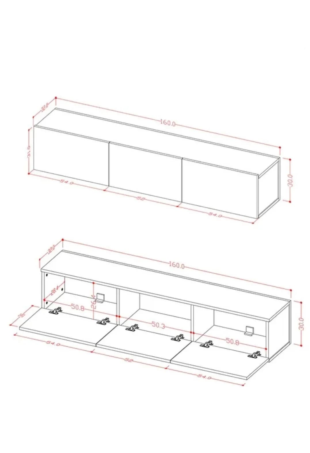 TV üçün tumba SO96, laminat, 30x160x32 sm — image 3