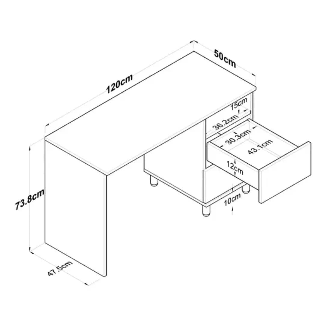 Kompüter masası SO0030, laminat, ağ/bej, 120x50x73.8 sm — изображение 5
