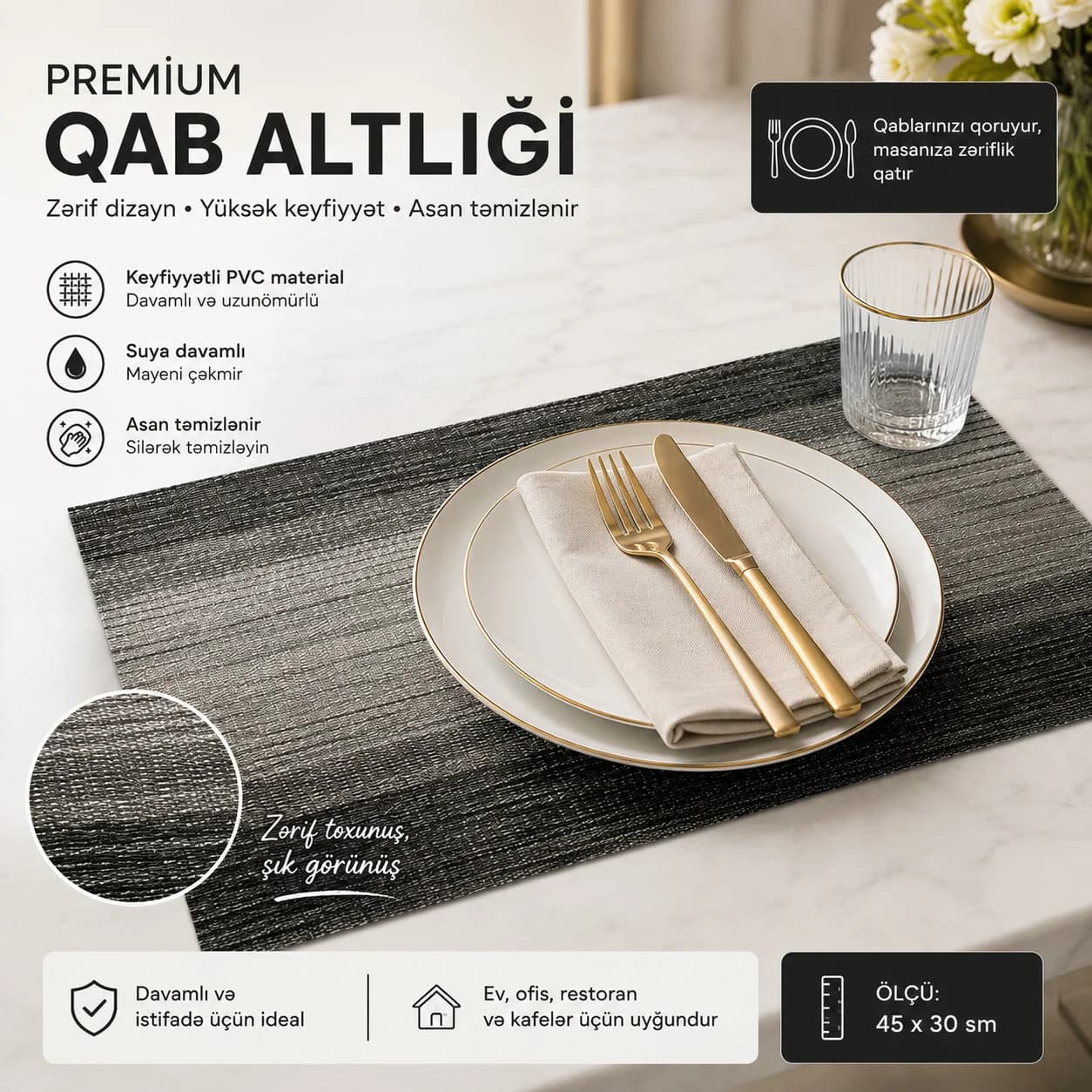 Süfrə xalçası, plastik, boz