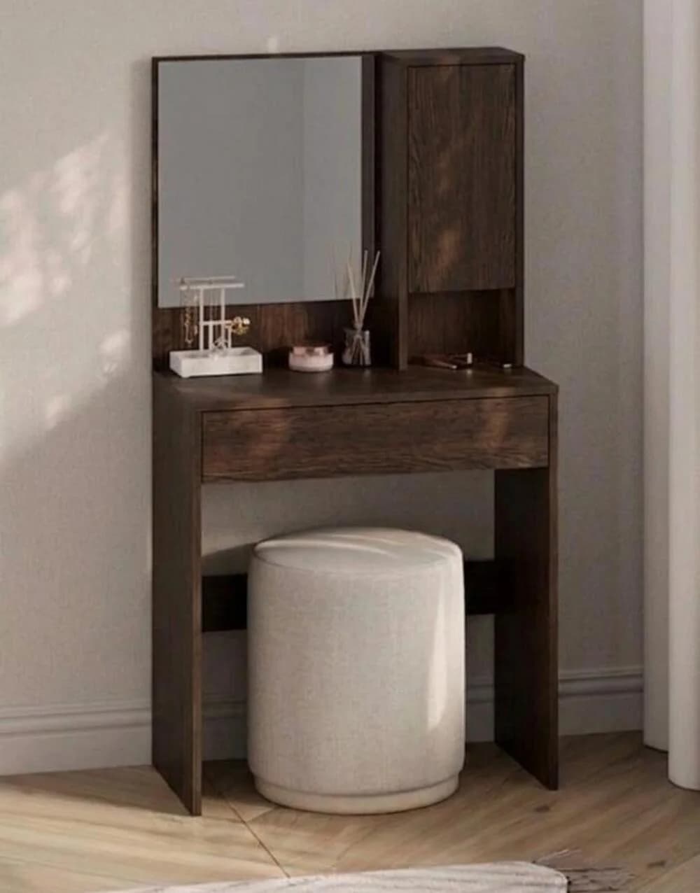 Makiyaj masası güzgülü MB8, laminat, venqe, 135x70x37 sm