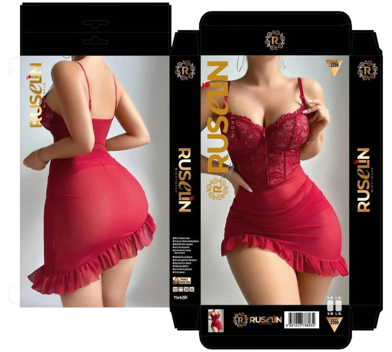 Gecə köynəyi, Qırmızı, Poliester, ölçü One size