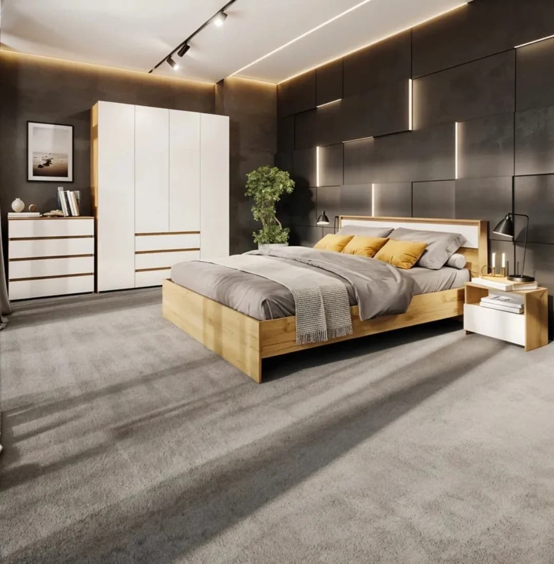 Mebel dəsti yataq otağı üçün S01, laminat, ağ/qəhvəyi