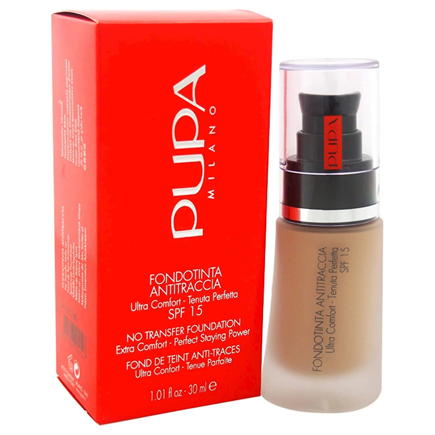 Tonal krem Pupa No Transfer SPF15 002 Light Beige 30 ml