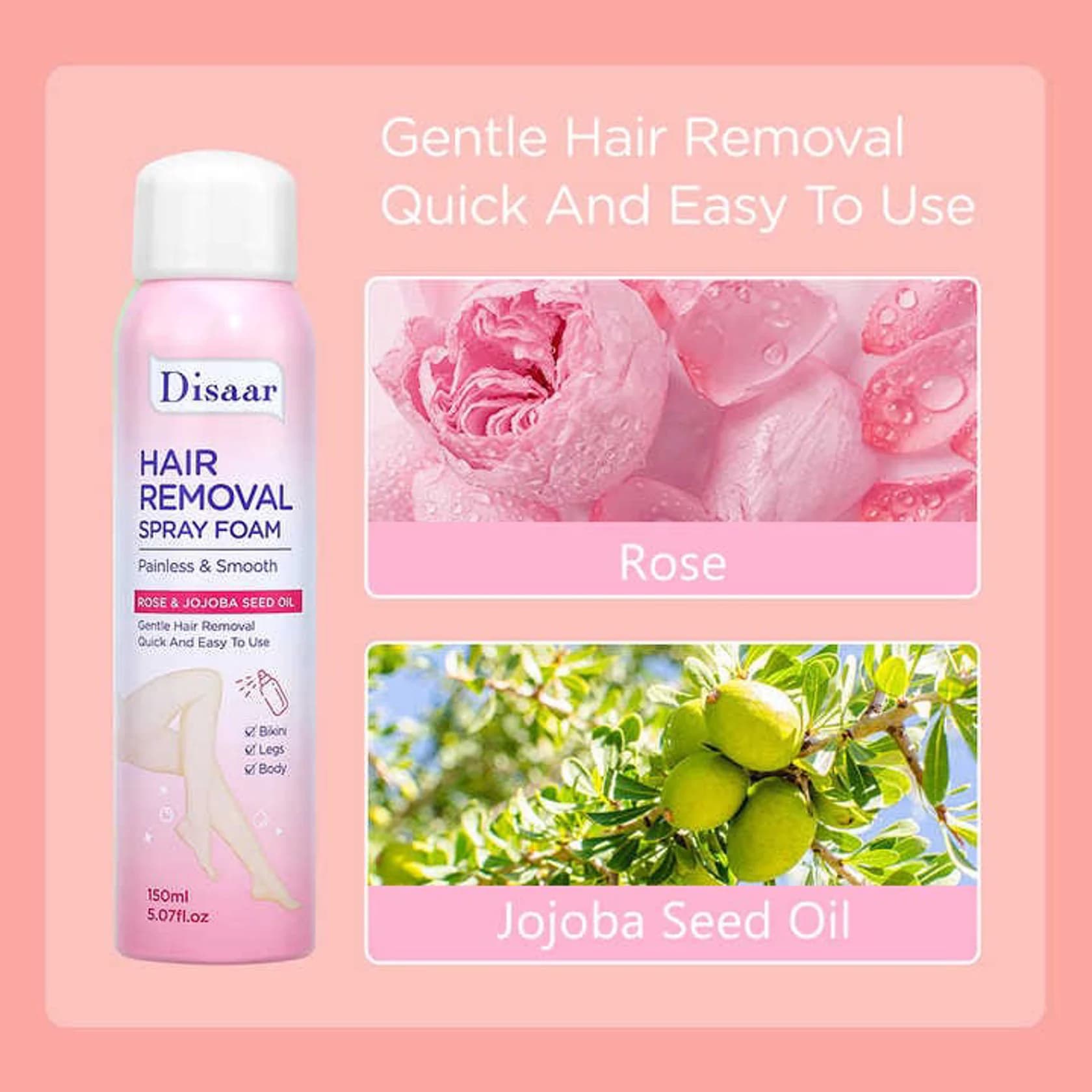 Tük tökmə vasitəsi Disaar Natural Body Spray Foam Pink 150 ml