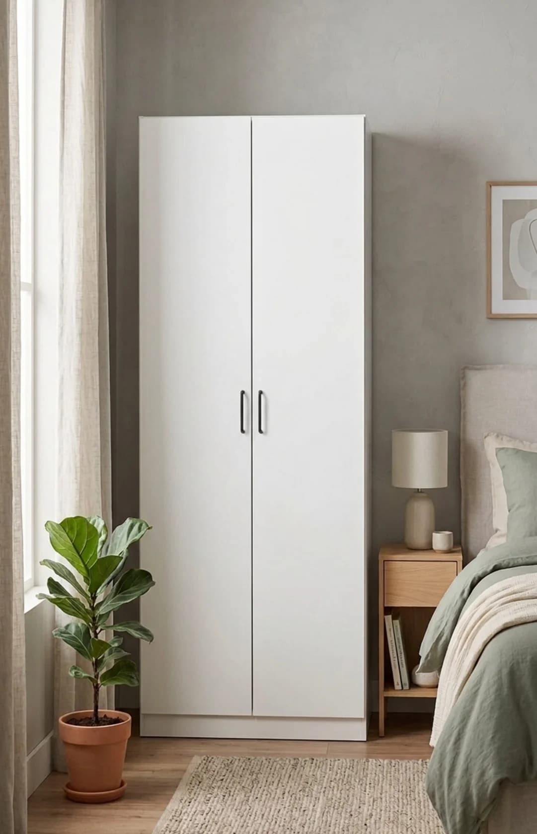 Şkaf MB 2, laminat, ağ, 190x80x52 sm
