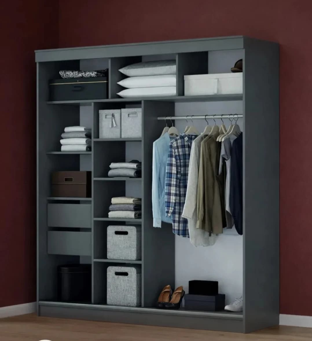 Şkaf-kupe s061, laminat, antrasit, 200x60x220 sm — image 3
