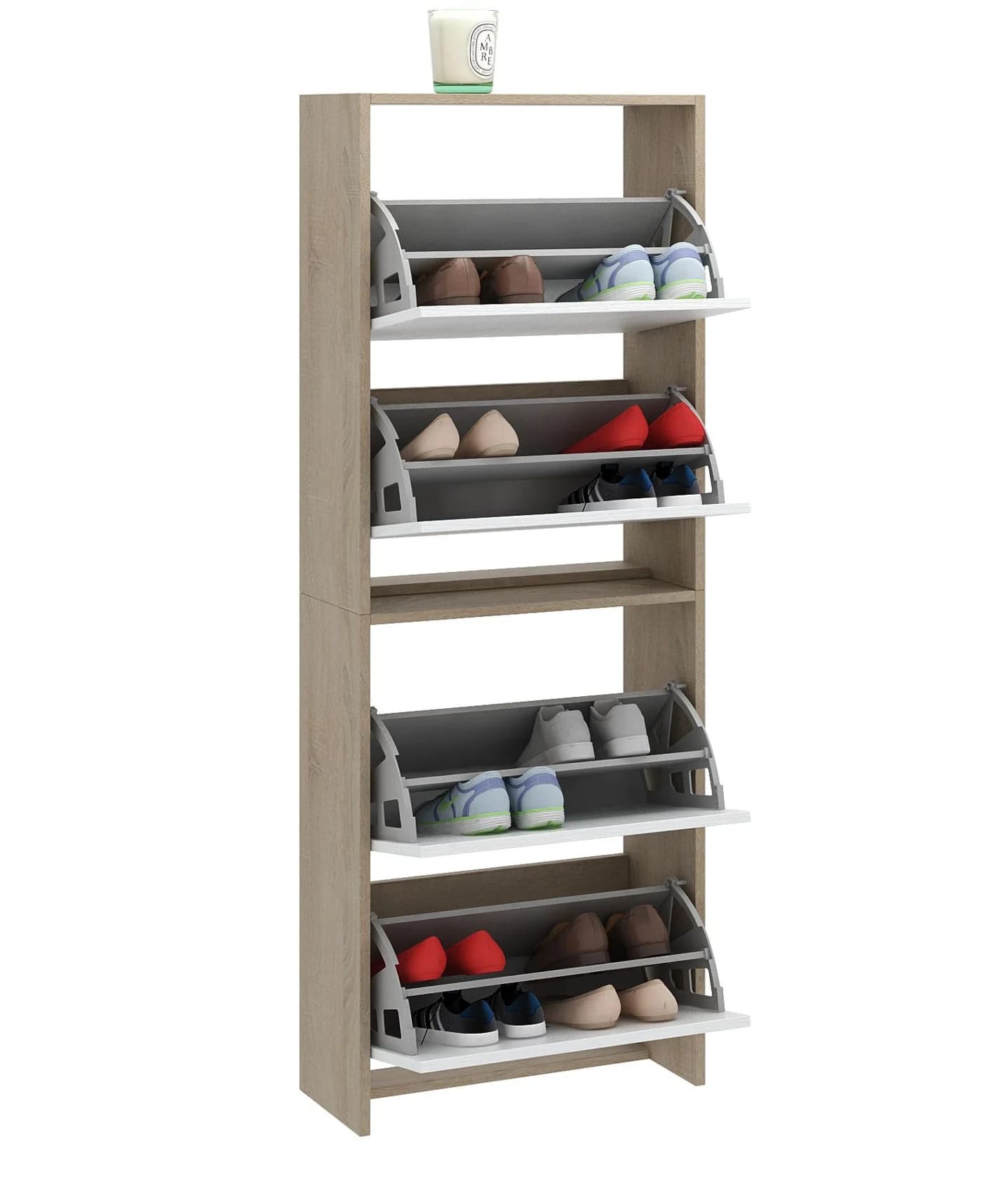 Ayaqqabı üçün tumba Yagmur, laminat, 154x52x22 sm, ağ/sonoma — изображение 3