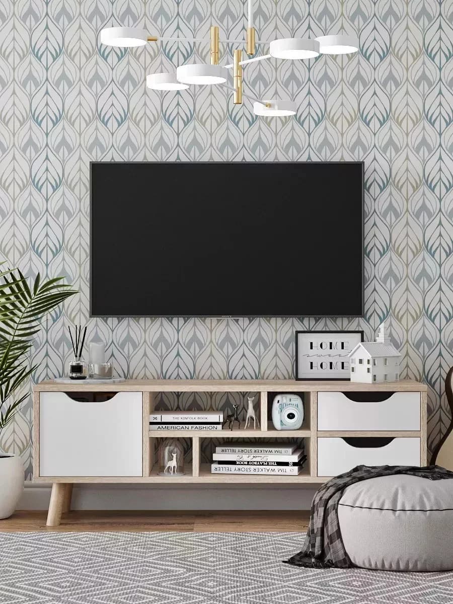 TV üçün tumba Yagmur, laminat, ağ/sonomo, 110x39x30 sm — image 2