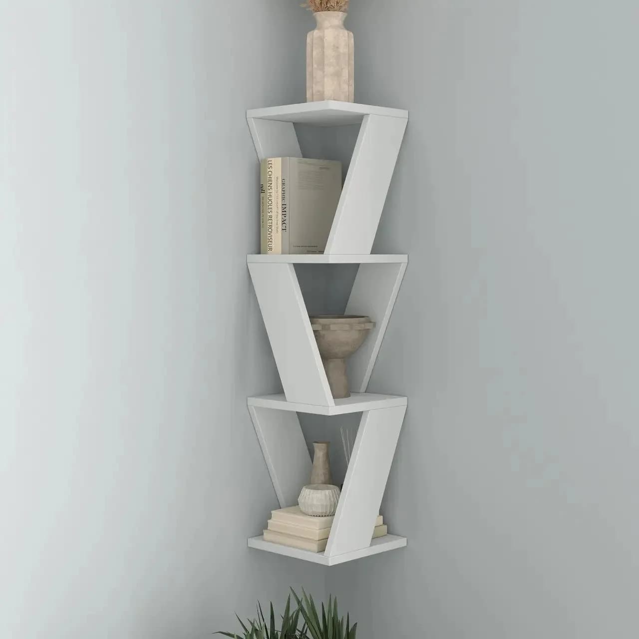 Divar rəfi, laminat, ağ, 84x20x20 sm