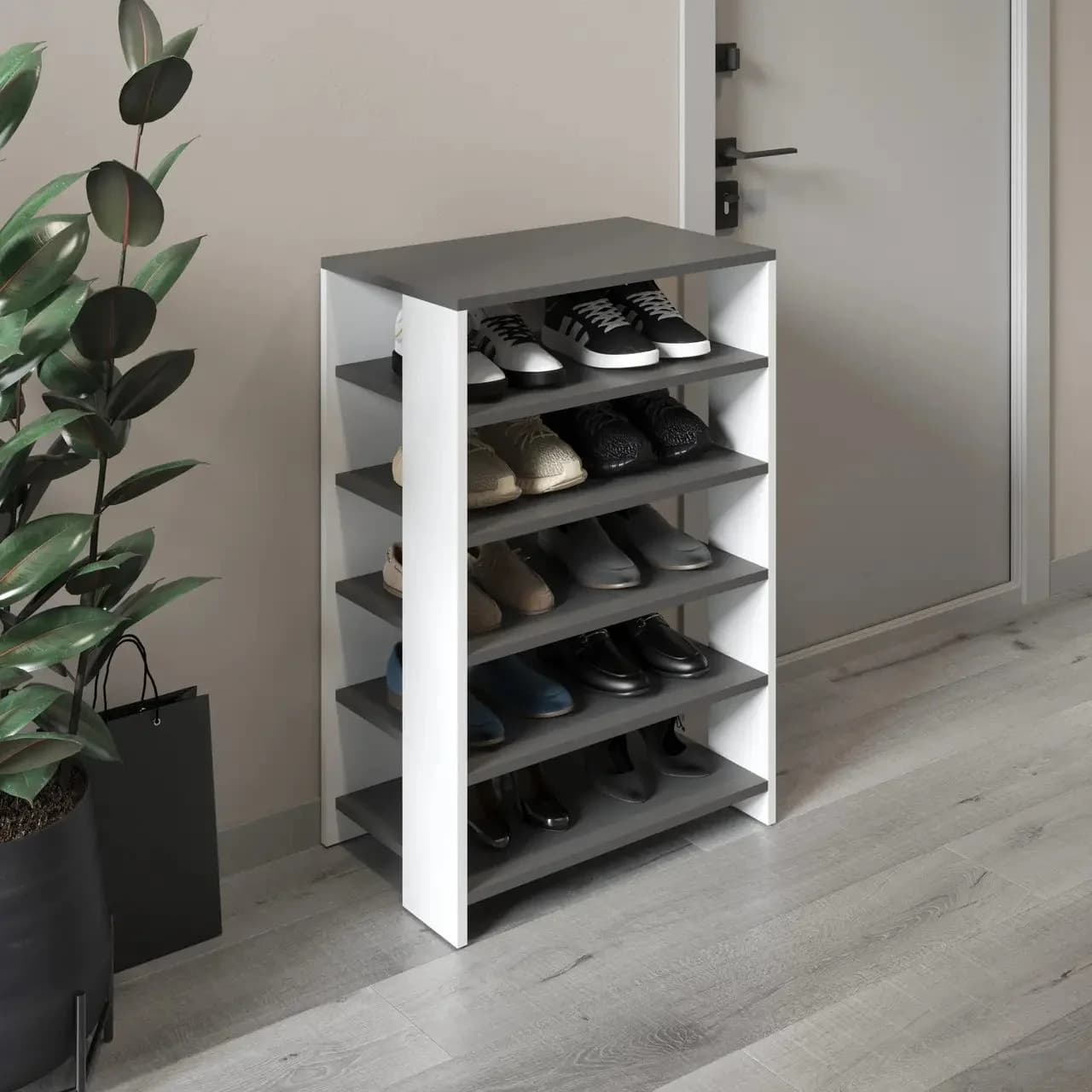 Ayaqqabı üçün rəf Yagmur, laminat, antrasit/ağ, 60x30x90 sm
