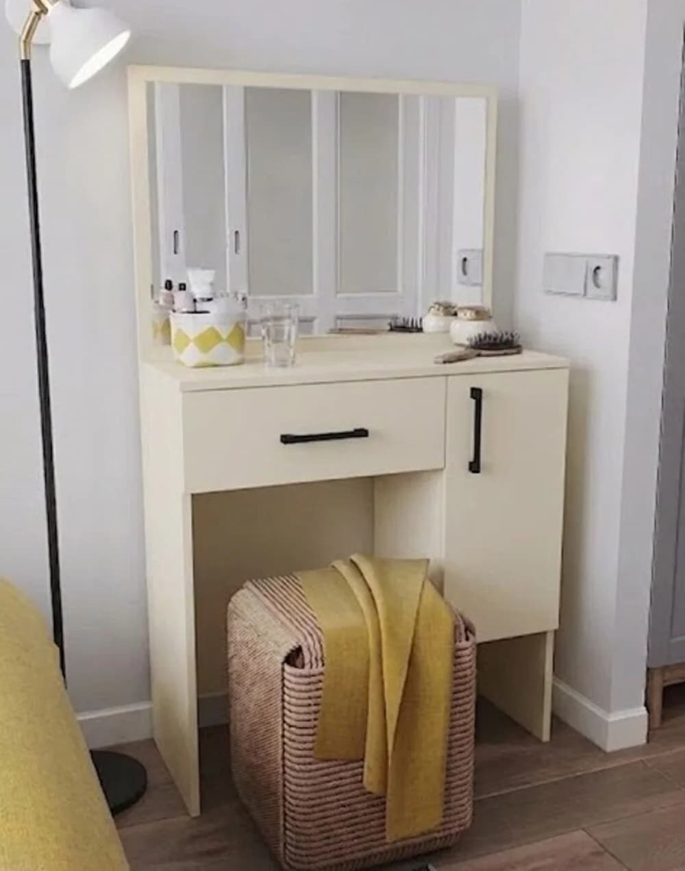 Makiyaj masası güzgülü MB5, laminat, bej, 125x72x30 sm