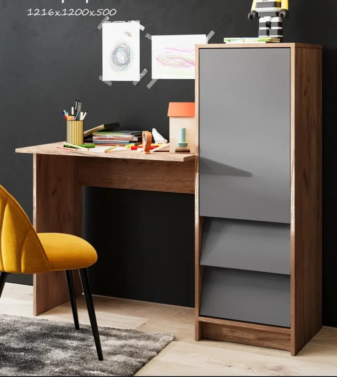 Yazı masası S056, laminat, 120x120x50 sm, antrasit/qəhvəyi