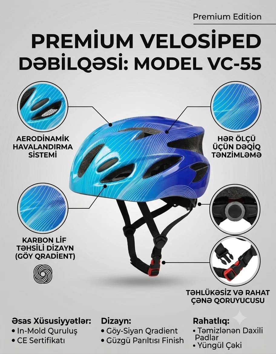 Velosiped dəbilqəsi Soldier, göy, ölçü L — şəkil 2