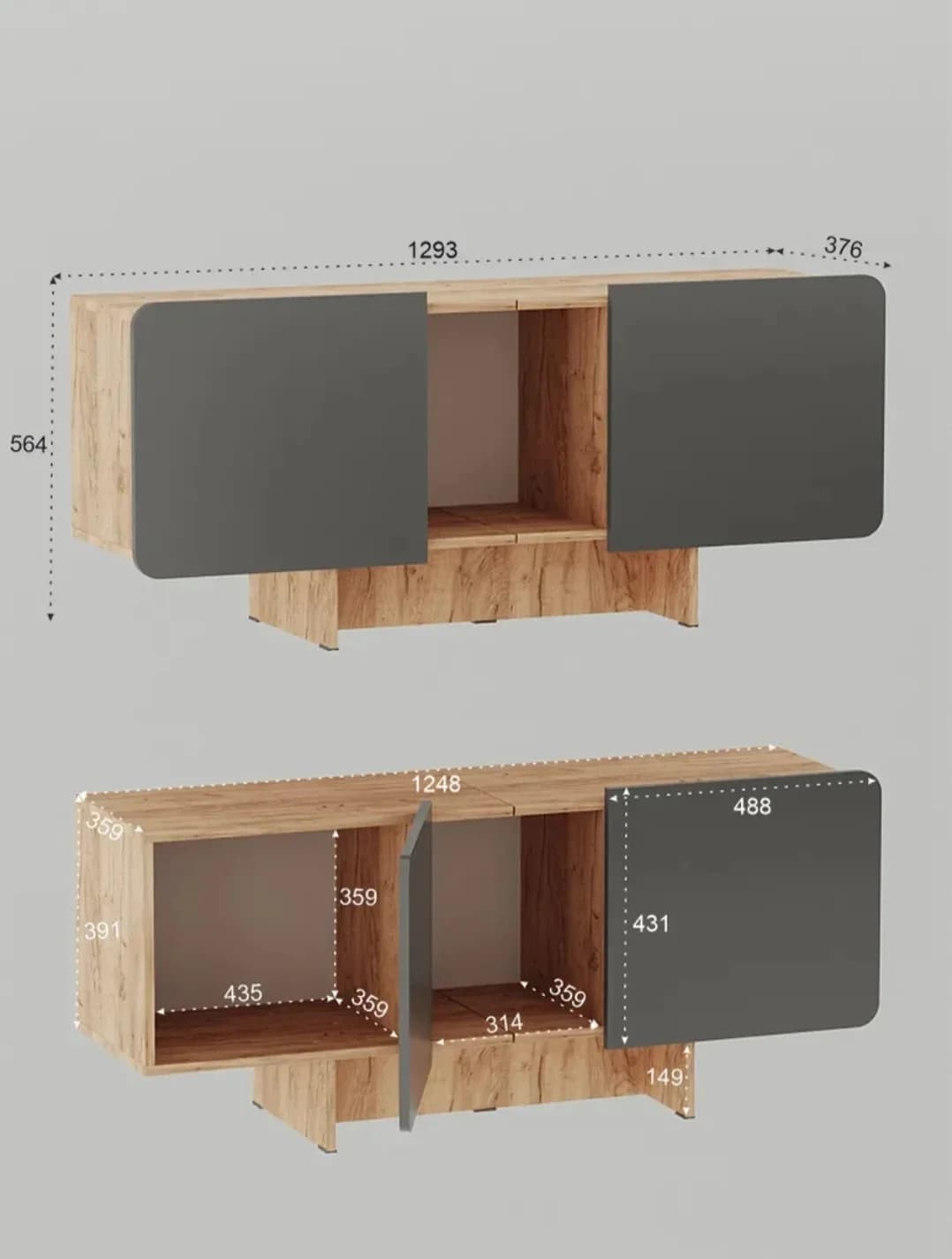 Tv üçün tumba s002, laminat, 130x55x37.5 sm — изображение 4