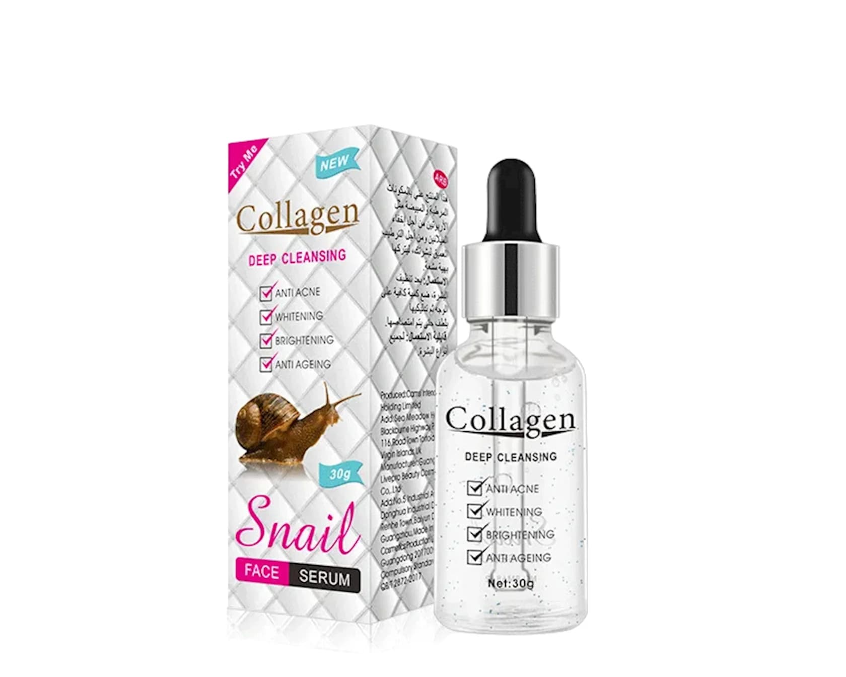 Kollagen zərdab üz üçün Collagen Deep Cleansing Snail Face Serum ilbiz musini ilə dərin təmizlənməsi üçün 30 ml