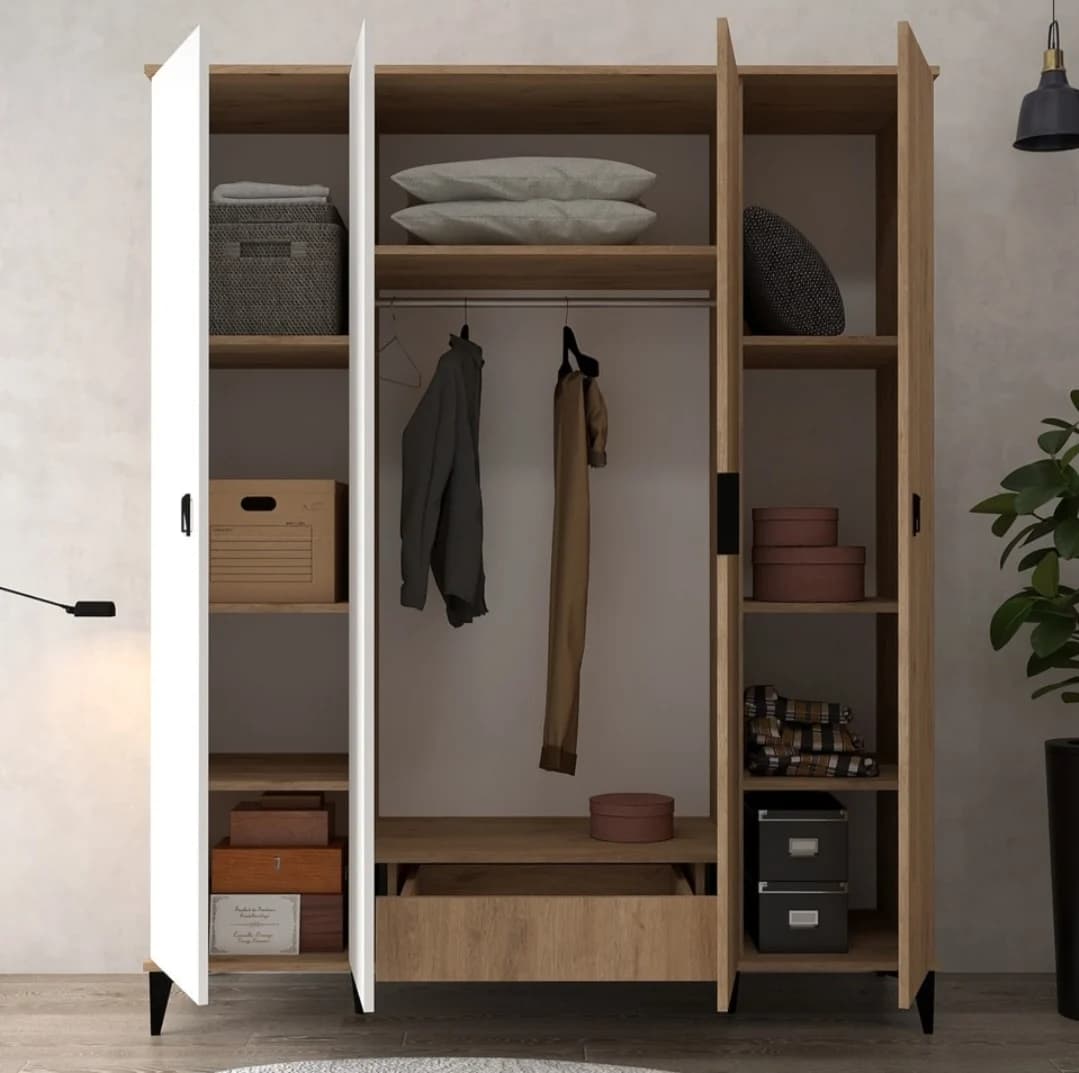 Döşəməüstü dolab SO0036, laminat, 200x160x50 sm, ağ/qəhvəyi — image 4