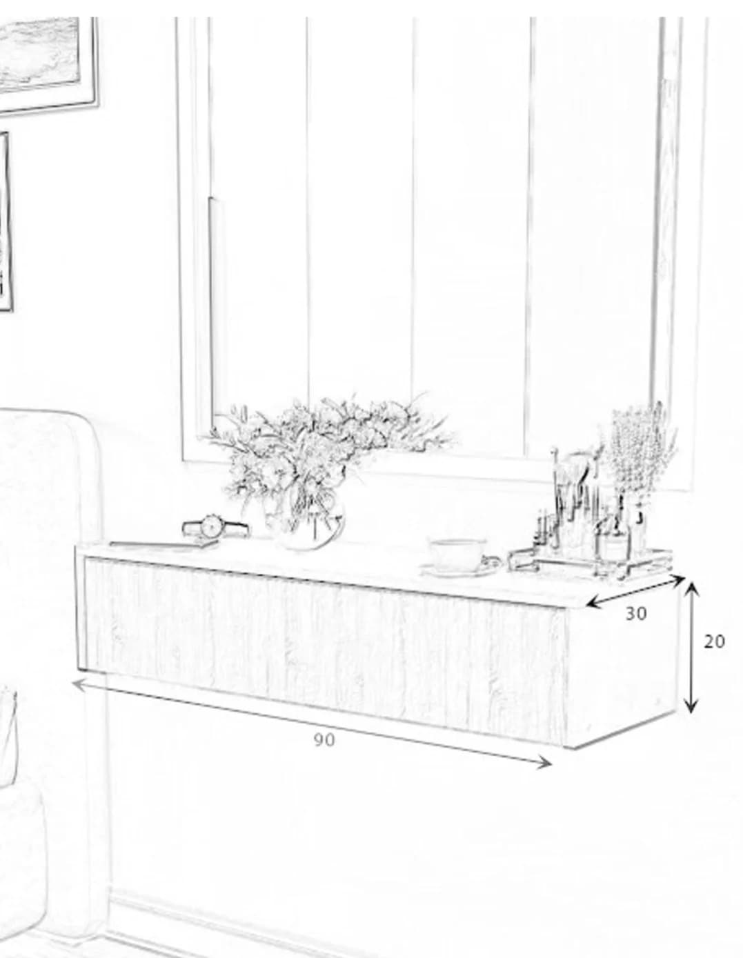 Konsol SO20, laminat, boz, 90x30x20 sm — изображение 6