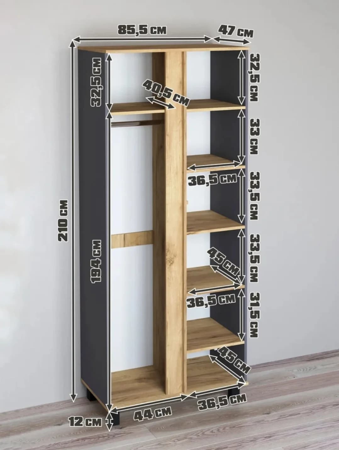 Şkaf 002, laminat, 210x85x45 sm — image 6