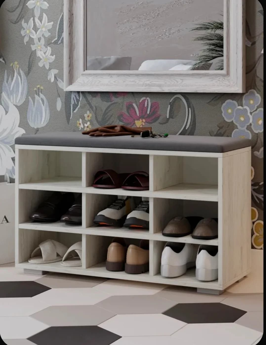 Ayaqqabı üçün tumba SO0021, laminat, ağ, 50x80x30 sm — şəkil 2