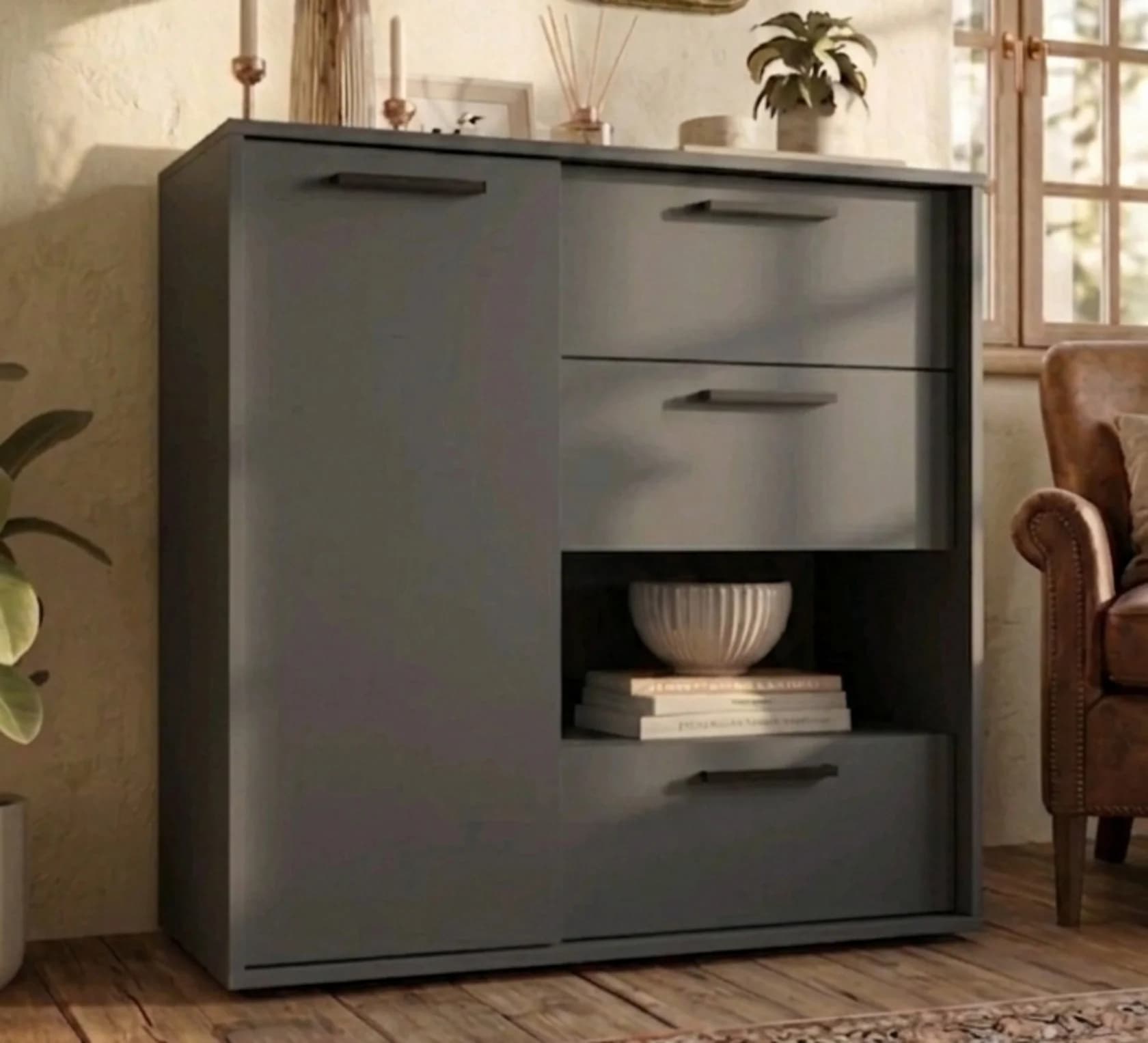 Tumba MB15, antrasit, laminat, 90x90x40 sm