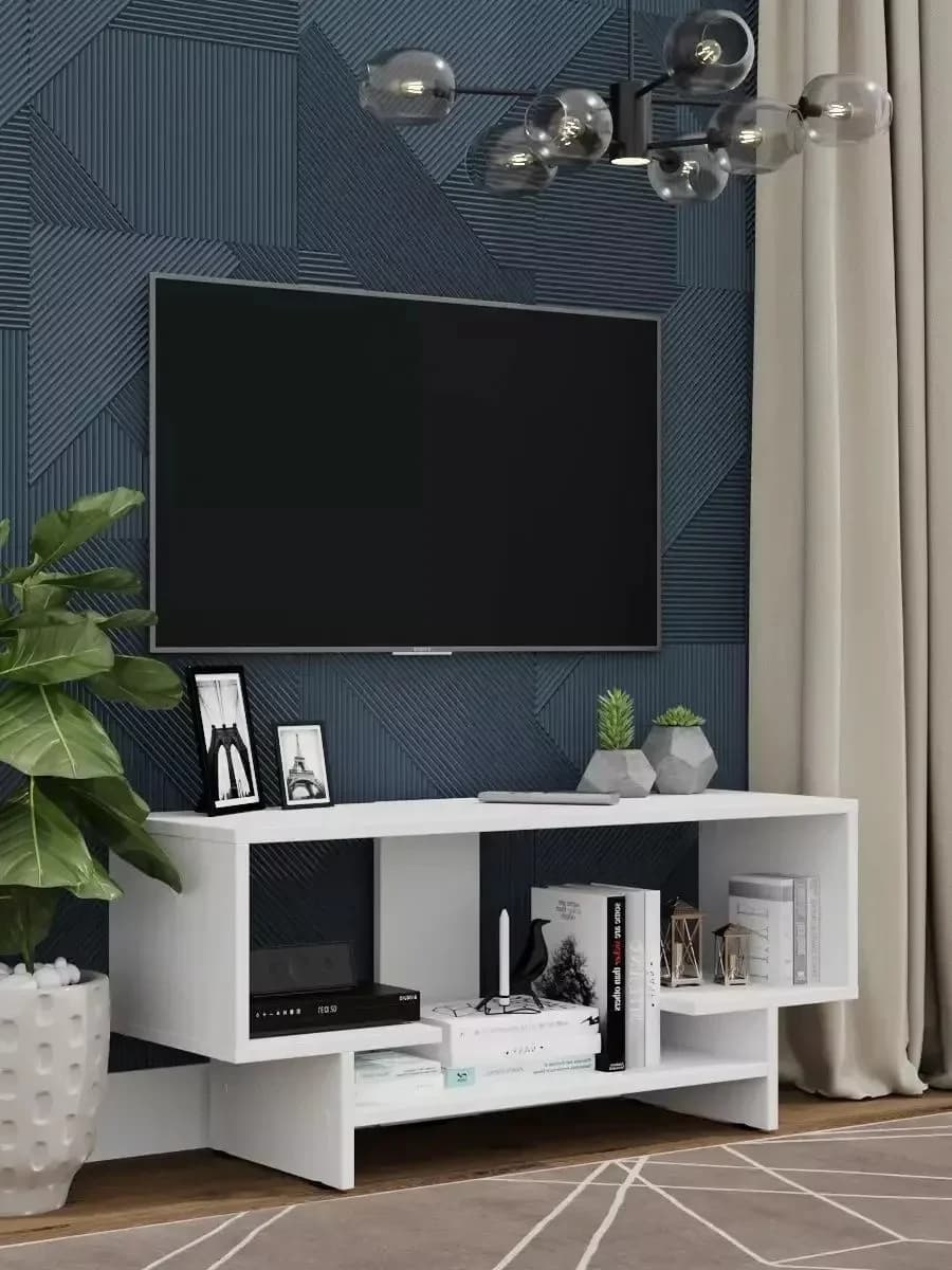 TV üçün tumba 27, laminat, ağ, 40.1х31.1х90.1 sm
