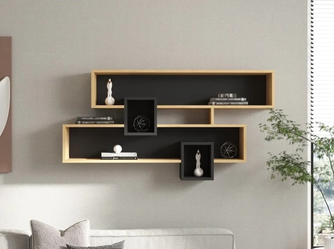Rəf SO37, laminat, boz/qəhvəyi, 122x72x22 sm — image 2