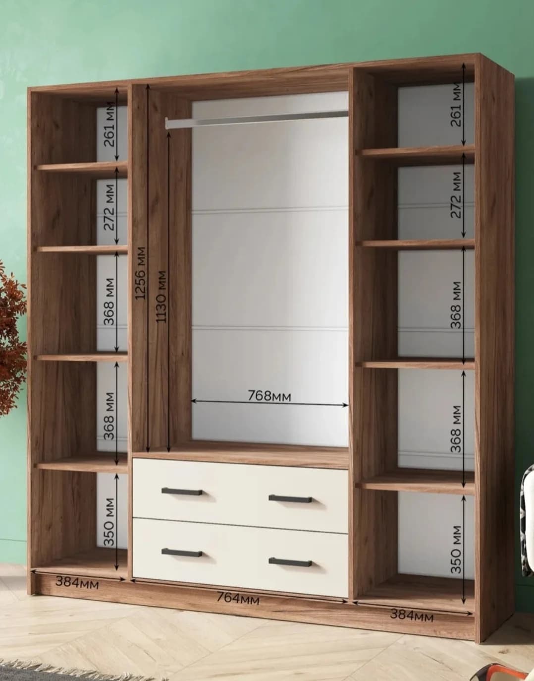 Şkaf 2566309, laminat, krem/votan, 180x160x45 sm — image 7