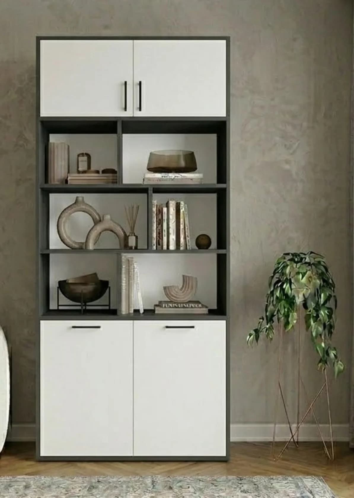 Şkaf MB3, laminat, 185x80x40 sm, ağ/antrasit