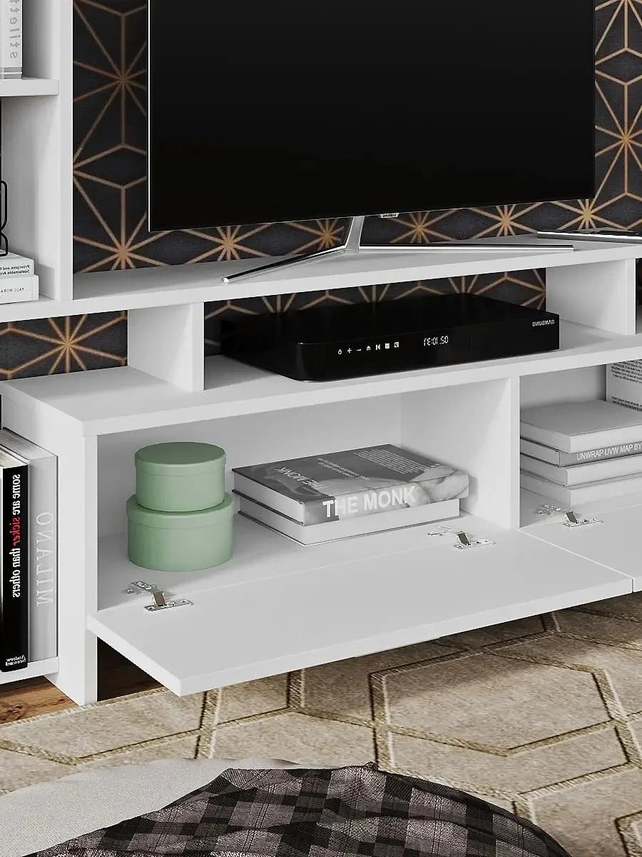TV üçün tumba Yagmur, laminat, ağ, 135x25x112 sm — изображение 4