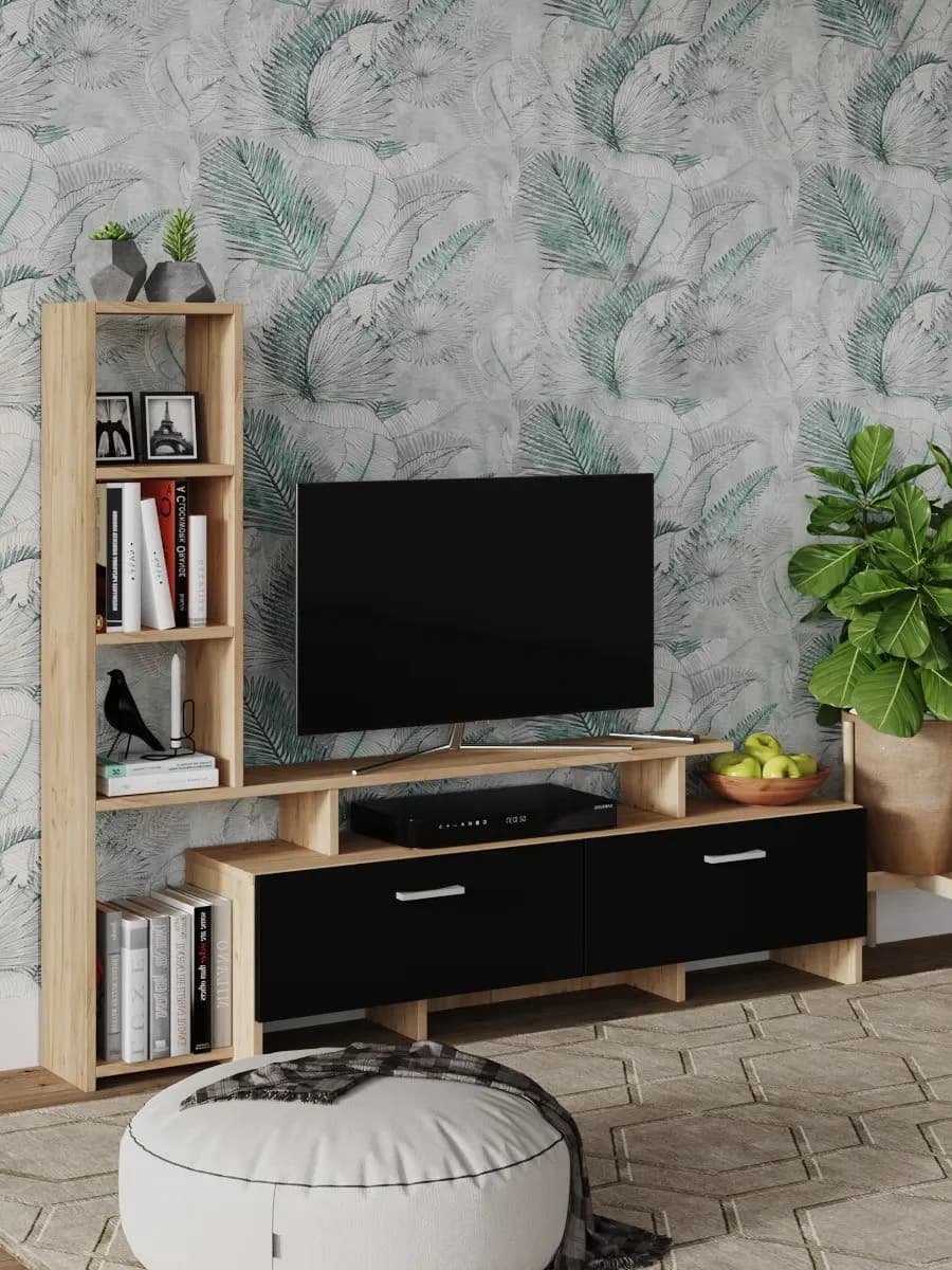 TV üçün tumba Yagmur, laminat, antrasit/votan, 135x25x112 sm — изображение 2