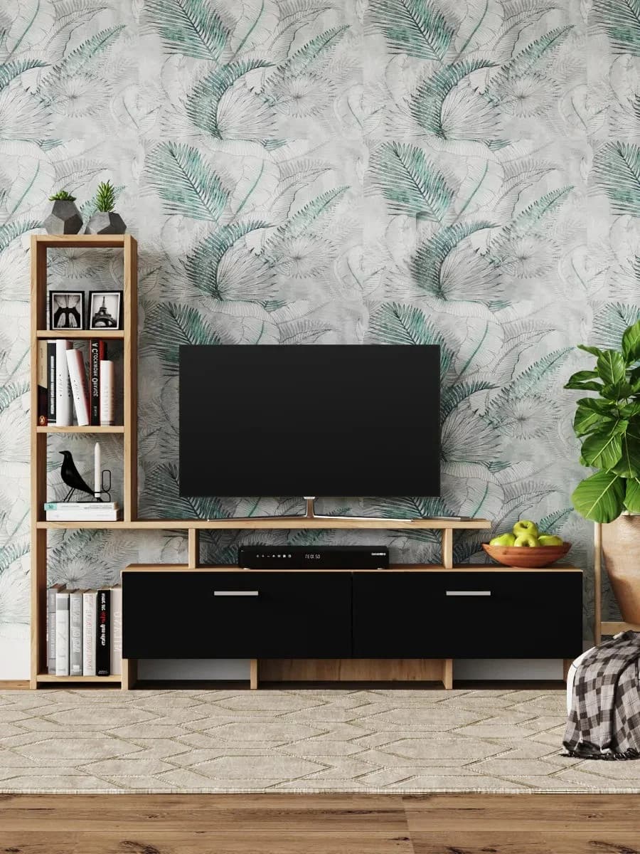 TV üçün tumba Yagmur, laminat, antrasit/votan, 135x25x112 sm