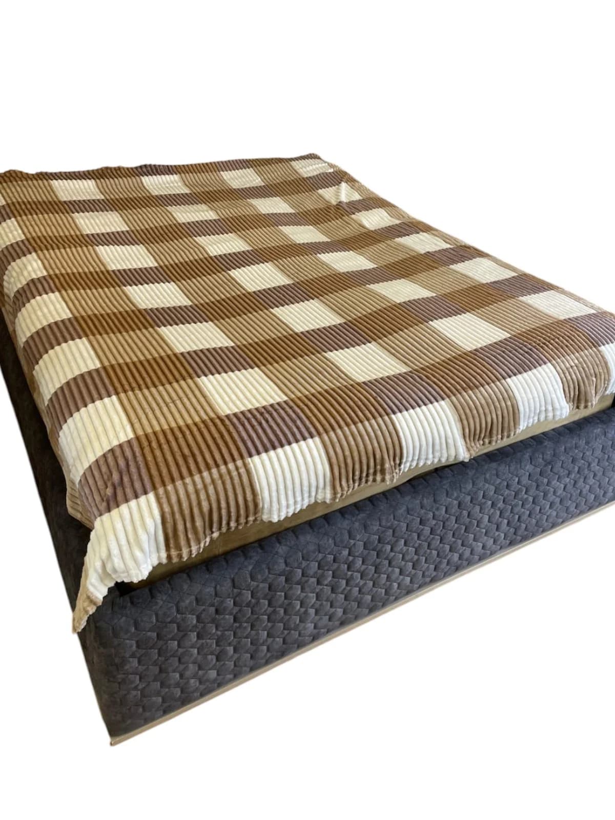 Yataq örtüyü Bamboo model 13.27, yeni model, yaz-yay-payız fəsilli, bambuk materiallı, kletka (şahmat) dizaynlı - GS_1_028