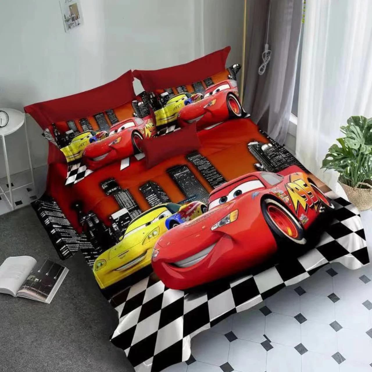 Yataq dəsti Mcqueen, birnəfərlik, cuxol 150x220, prostin 160x220, yastıq üzü 50x70 (1 ədəd), satin - grnsmehsul86