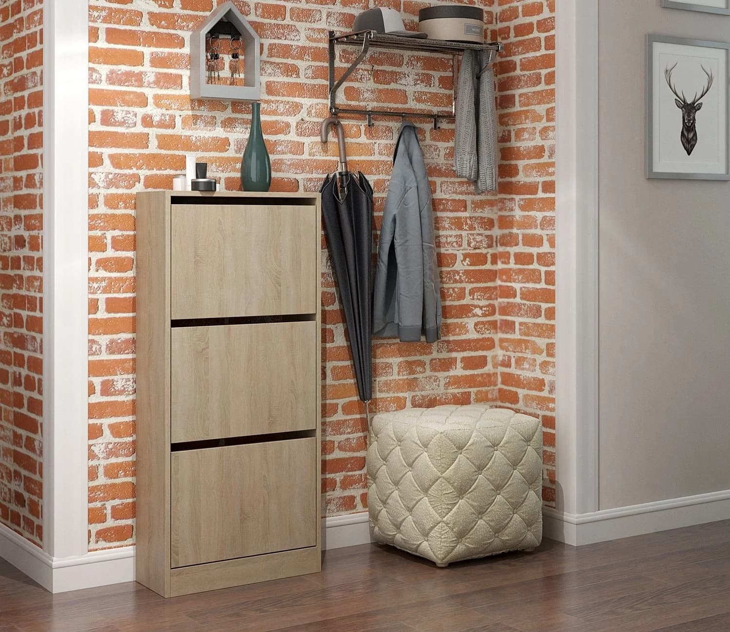 Ayaqqabı üçün tumba Yagmur, laminat, sonoma 118x53x22 sm