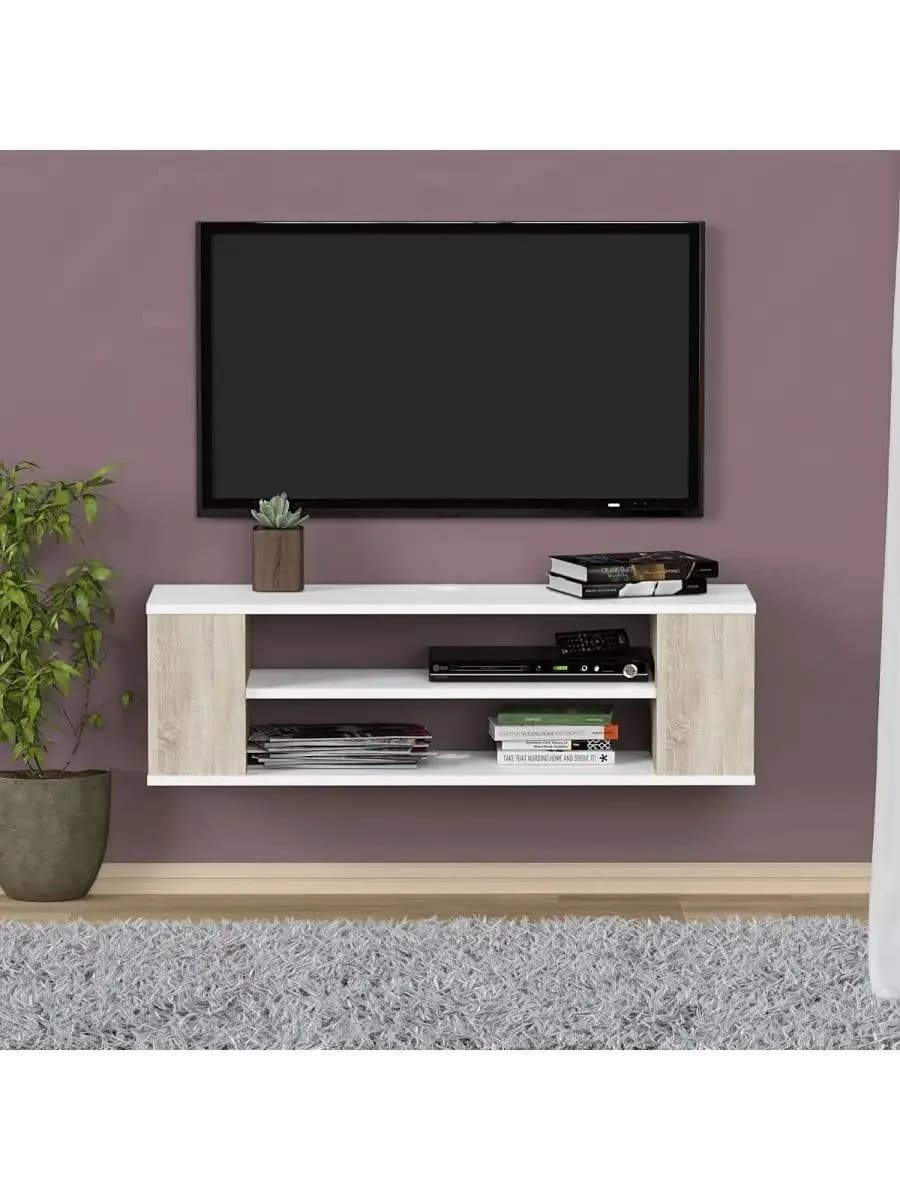 TV üçün tumba 19, laminat, ağ/sonoma, 30.1х28.8х100 sm — изображение 2