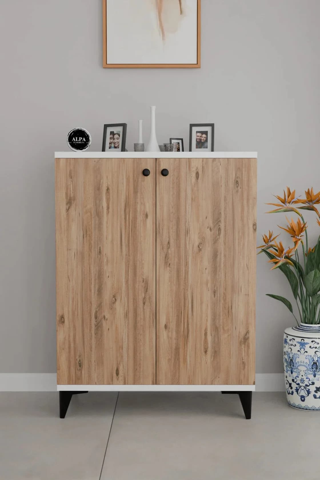 Ayaqqabı üçün tumba Yagmur, laminat, sonoma/ağ, 60x33x85 sm