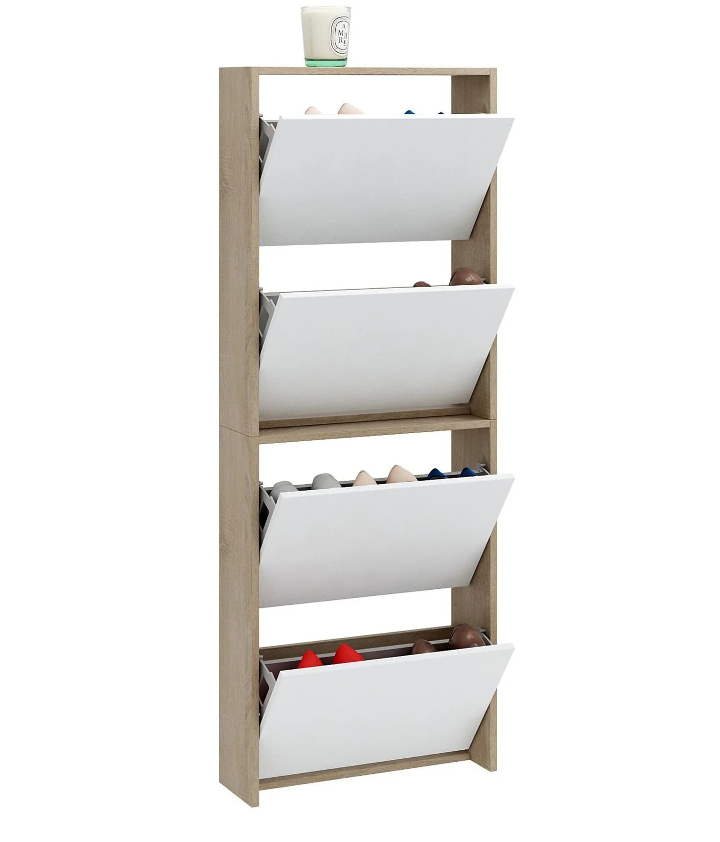 Ayaqqabı üçün tumba Yagmur, laminat, 154x52x22 sm, ağ/sonoma — изображение 2
