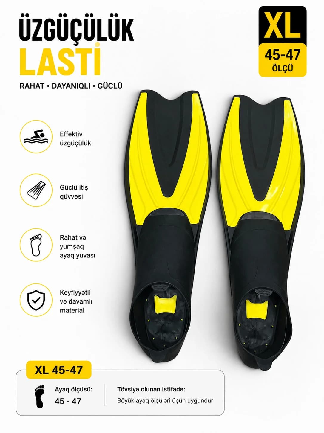 Üzgüçülük üçün last, PVC/rezin/silikon, sarı, ölçü XL — изображение 3