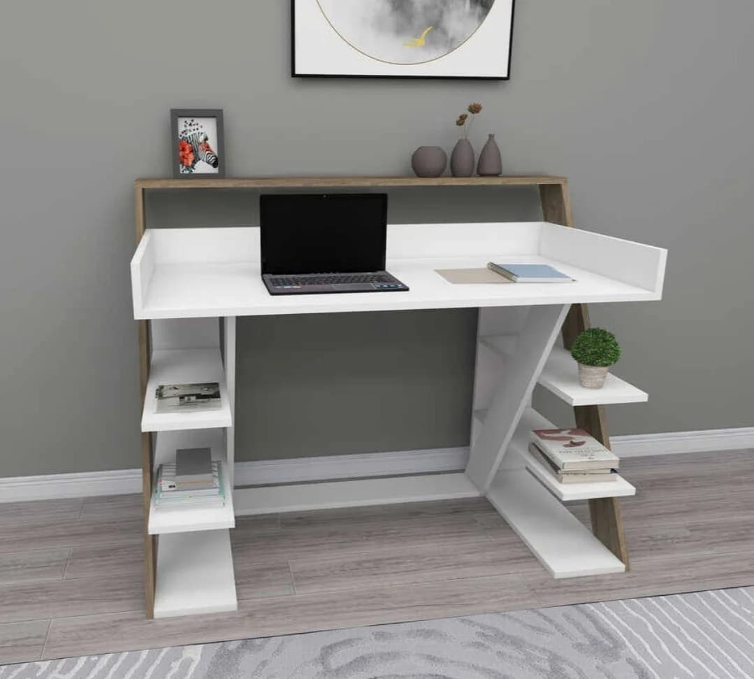 Kompüter masası SO0021, laminat, ağ/bej, 123x60x97.6 sm — изображение 4