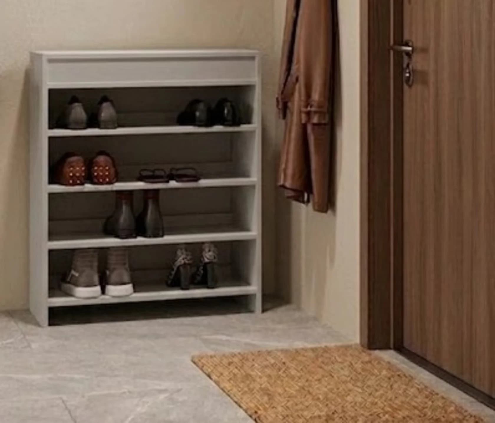Ayaqqabı üçün tumba MB14, laminat, 85x80x32 sm, boz