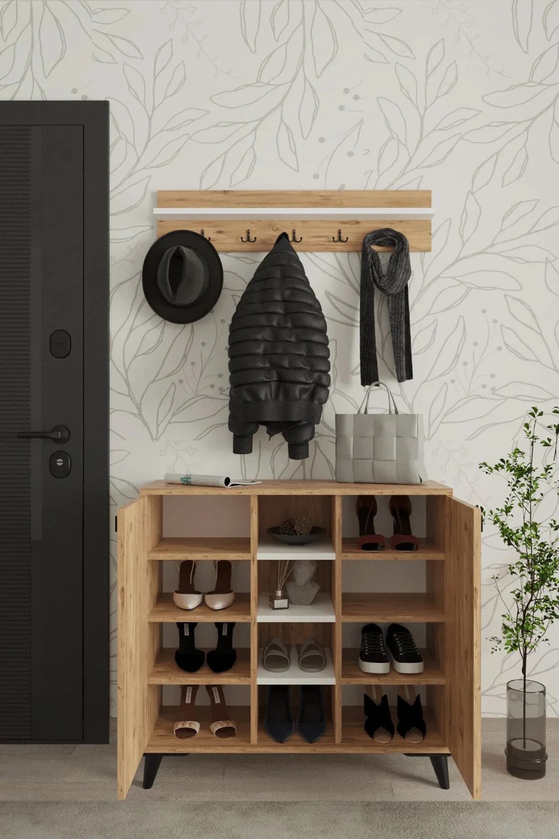Ayaqqabı üçün tumbа Yagmur, laminat, votan/ağ, 76x33x90 sm — изображение 2
