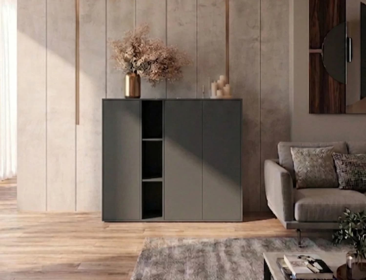 Komod MB13, antrasit, laminat, 110x100x40 sm