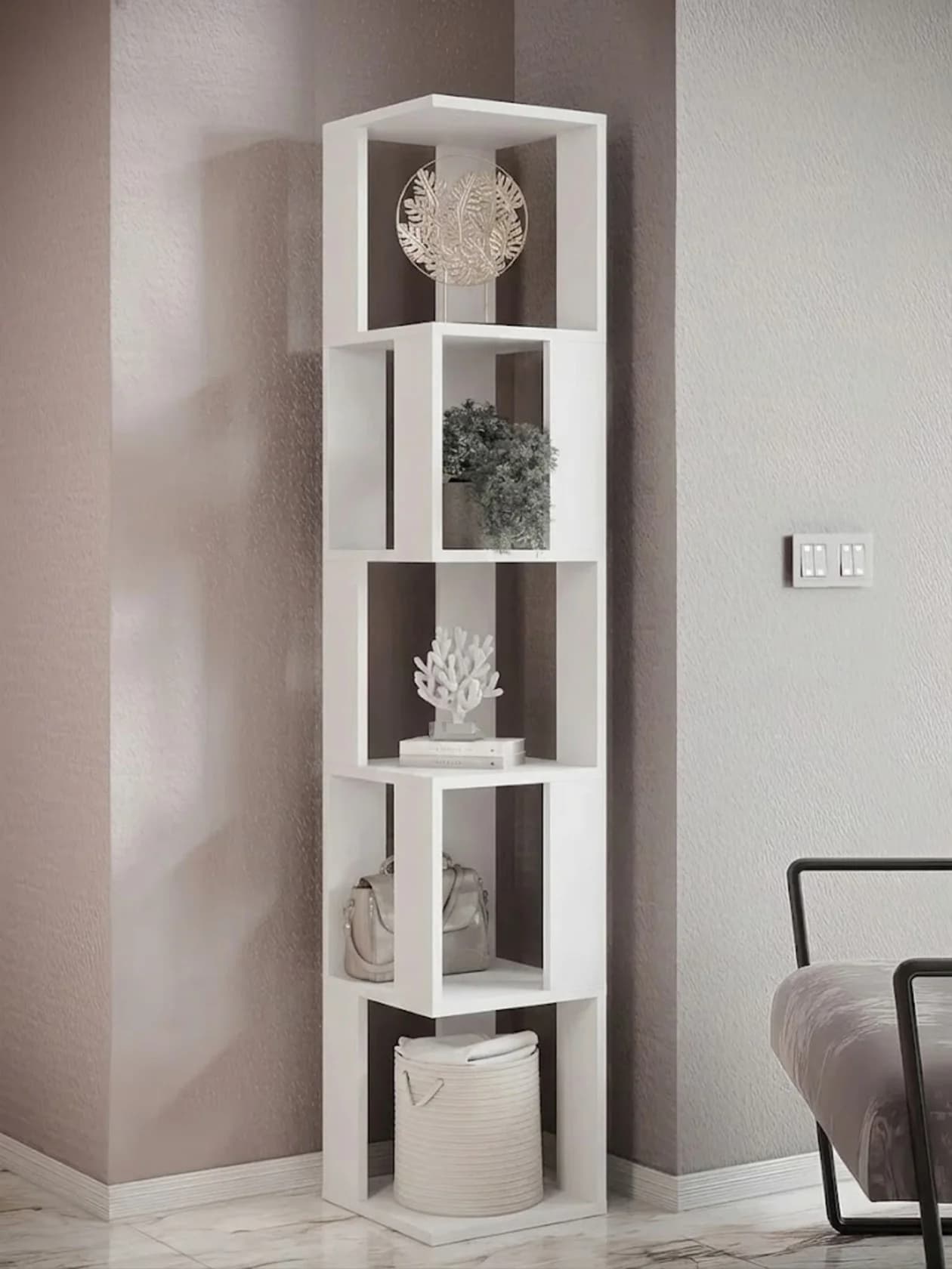 Stellaj, Laminat, Ağ, 180x35x35 sm
