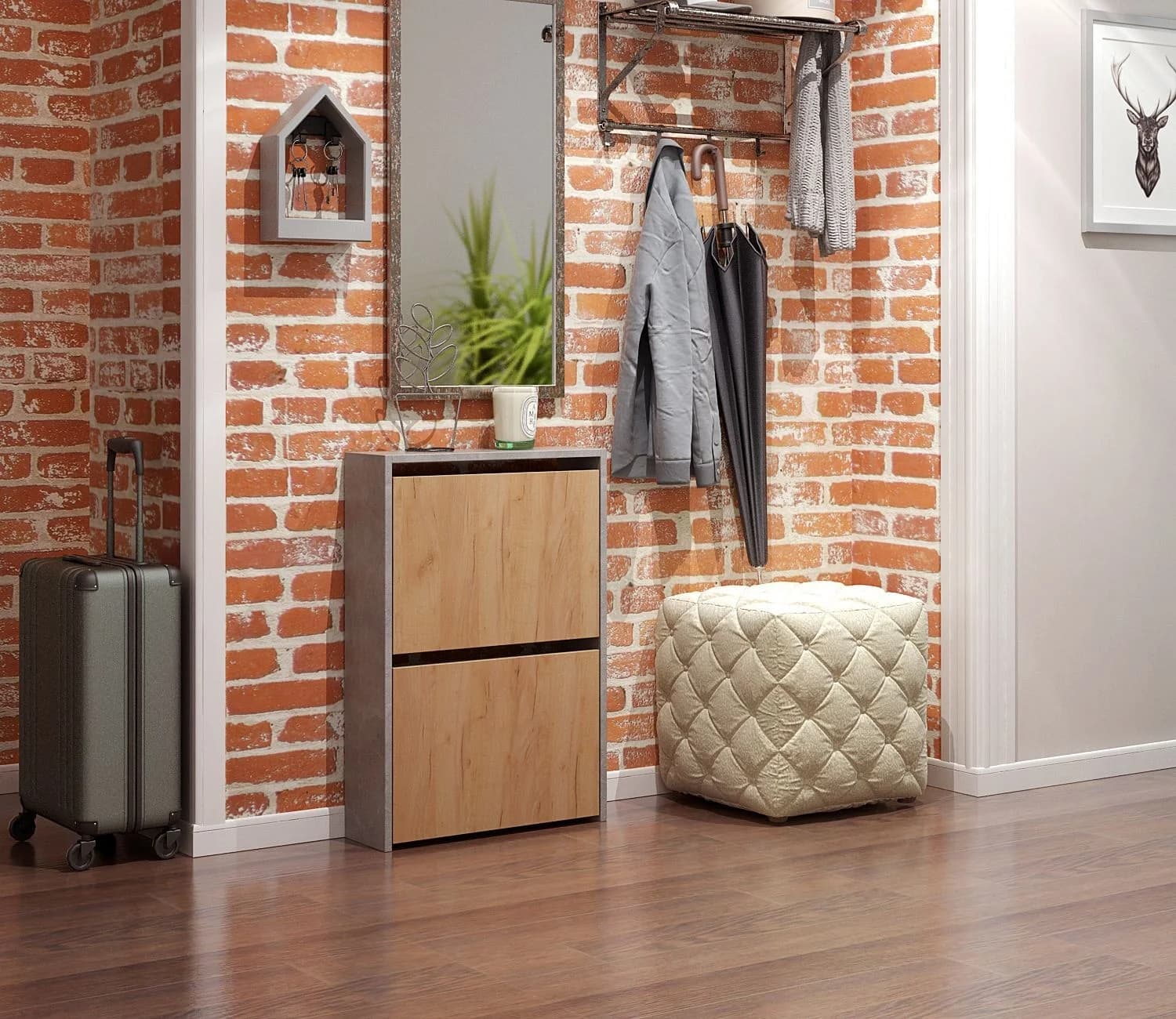 Ayaqqabı tumbası Yagmur 36 Ayaqqabı üçün 77 sm 52 sm 4 ədəd Laminat