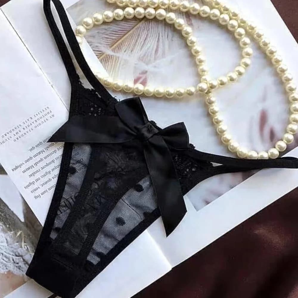 Qadınlar üçün strinq 1311, qara, pambıq, ölçü One size