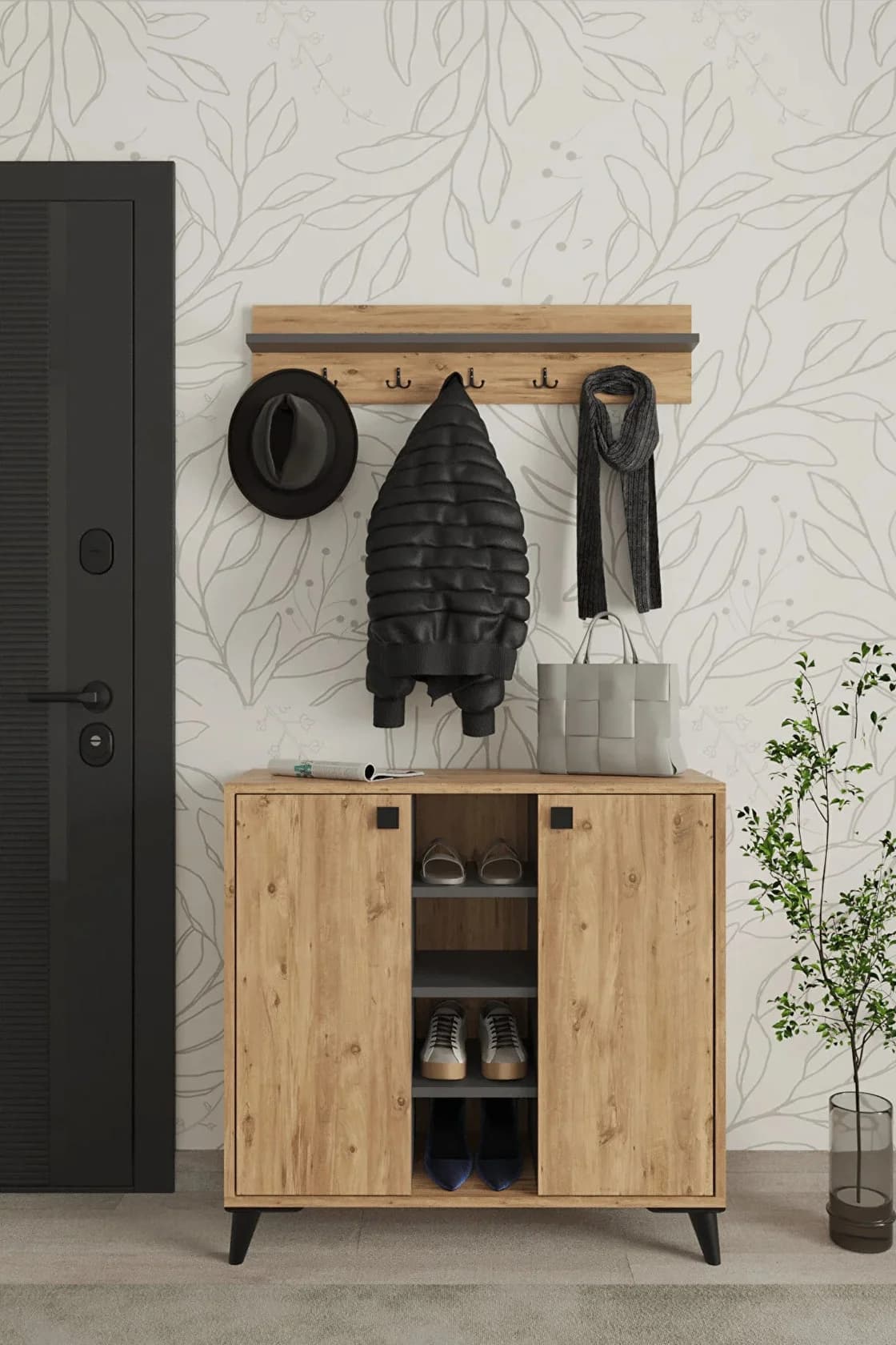 Ayaqqabı üçün tumbа Yagmur, laminat, votan, 76x33x90 sm