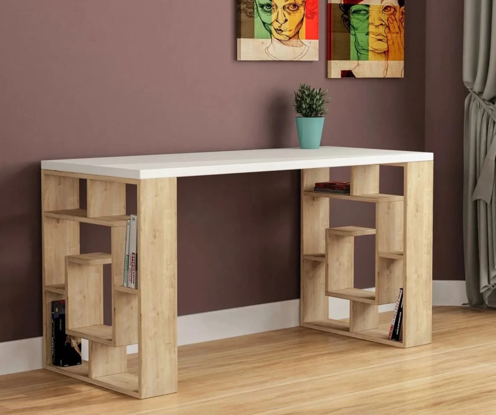 Yazı masası 15460, laminat, 140x75x60 sm, Sonoma/ağ
