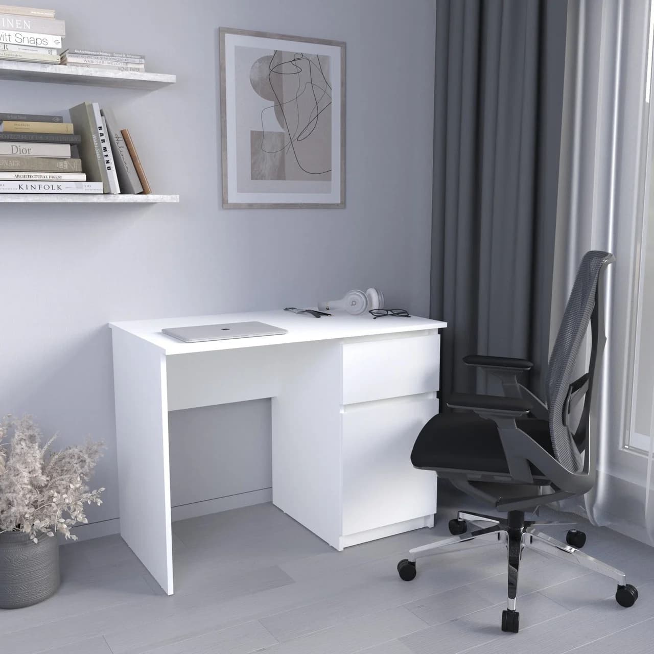 Yazı masası YM89, ağ, laminat, 120х75х60 sm